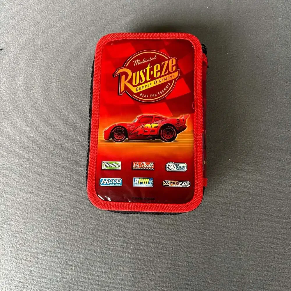 Disney Pixar Cars Lightning McQueen 3-Zipper 3D Embossed Stationery Pencil Case